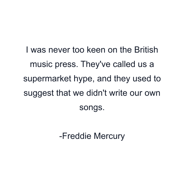 I was never too keen on the British music press. They've called us a supermarket hype, and they used to suggest that we didn't write our own songs.