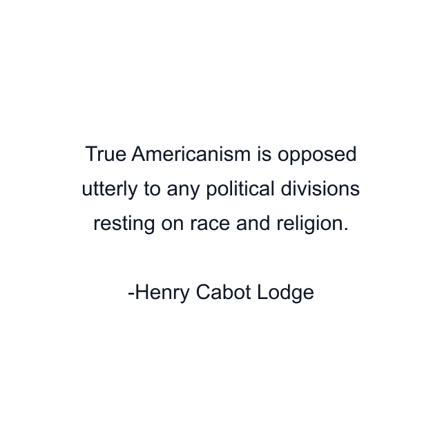 True Americanism is opposed utterly to any political divisions resting on race and religion.