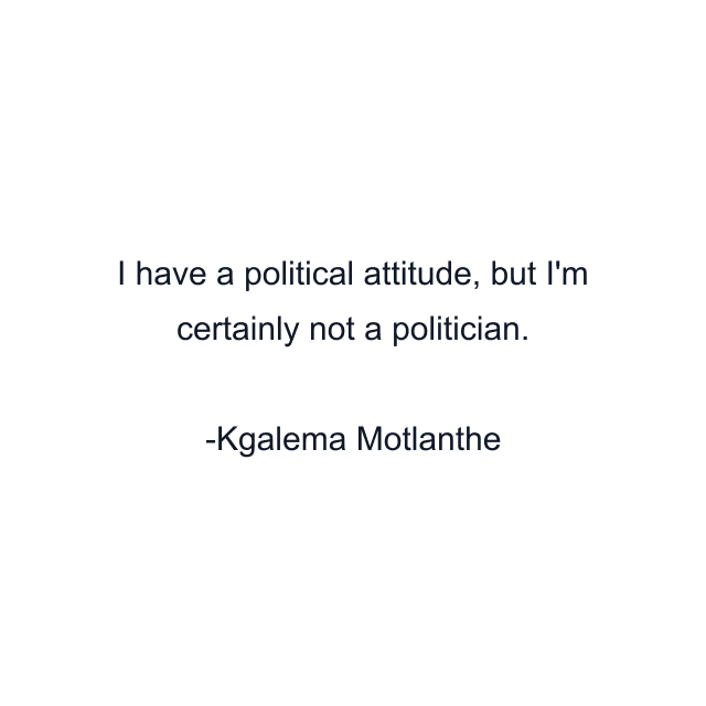 I have a political attitude, but I'm certainly not a politician.