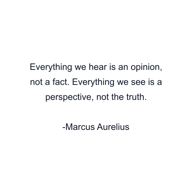 Everything we hear is an opinion, not a fact. Everything we see is a perspective, not the truth.