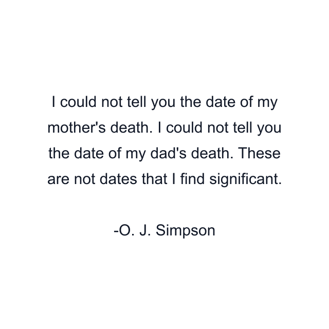 I could not tell you the date of my mother's death. I could not tell you the date of my dad's death. These are not dates that I find significant.