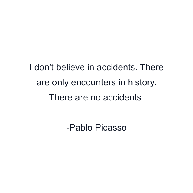 I don't believe in accidents. There are only encounters in history. There are no accidents.