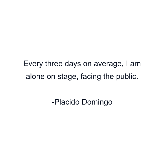 Every three days on average, I am alone on stage, facing the public.