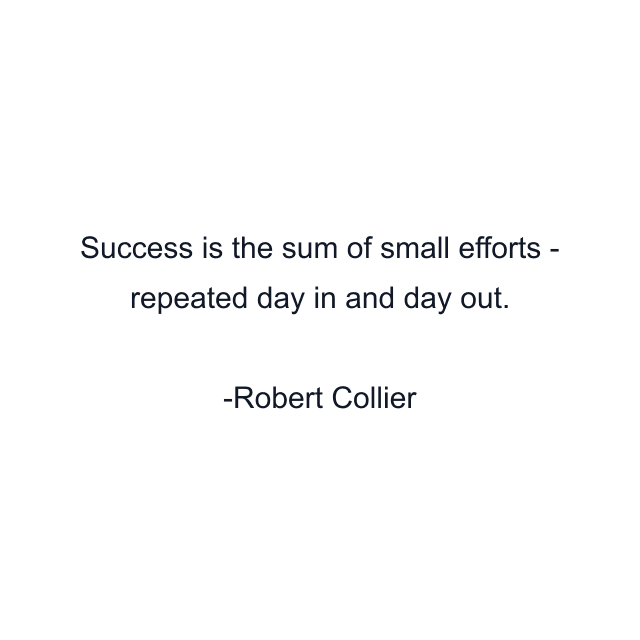 Success is the sum of small efforts - repeated day in and day out.