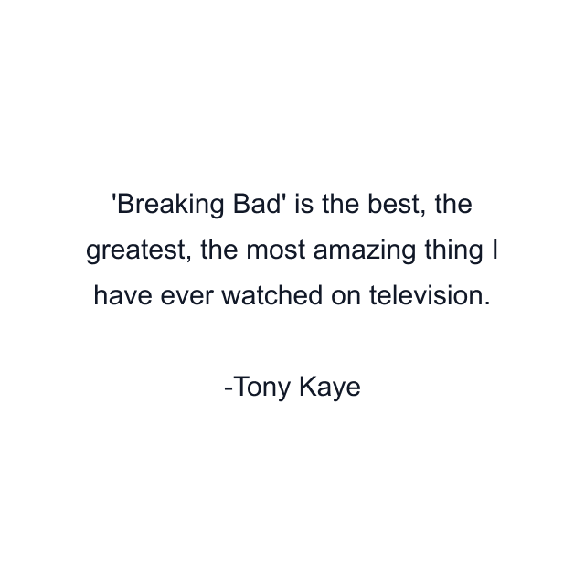 Breaking Bad' is the best, the greatest, the most amazing thing I have ever watched on television.