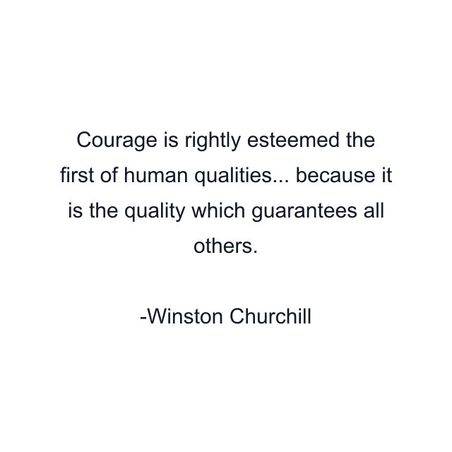 Courage is rightly esteemed the first of human qualities... because it is the quality which guarantees all others.